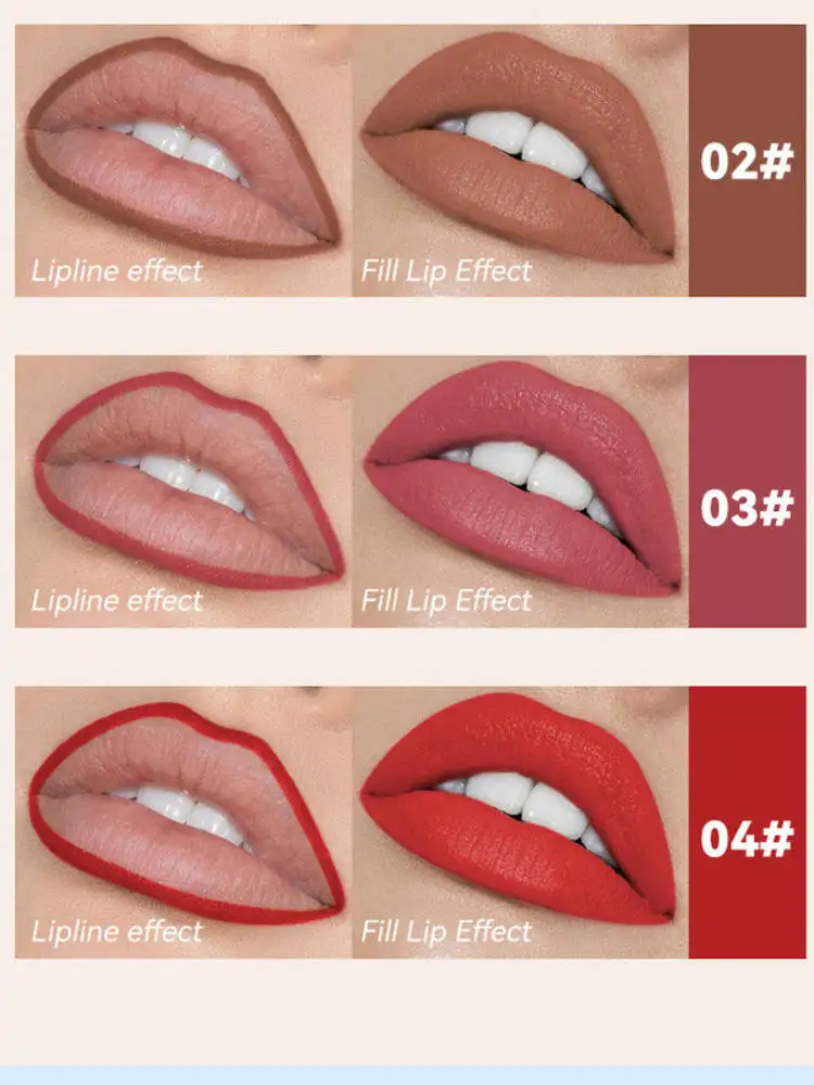 MLSMILE Nieprzywierający Pisak do Ust w Kształcie Kubka, Trwały, Łatwy w Aplikacji, Matowy Ołówek do Konturowania Ust, Wodoodporny Zestaw 4 sztuk, Nowość 2025