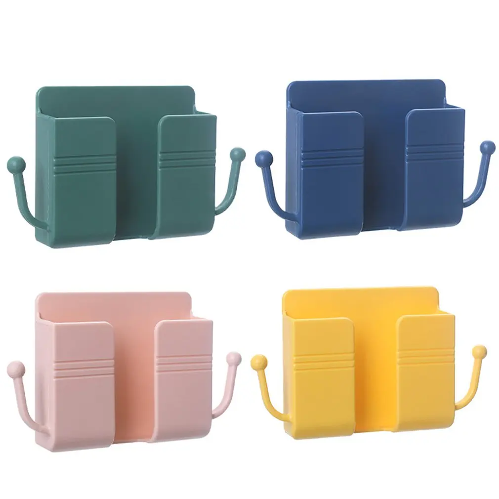 Multifunction Punch Free Wall Mounted Organizer Storage Box Remote Control Mounted Mobile Phone Plug Wall Holder Charging Hook