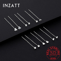 INZATT Real 925 Sterling Silver Moon Star Heart Square Clover Short Chain Tassel Stud Earrings For Women Classic Fine Jewelry