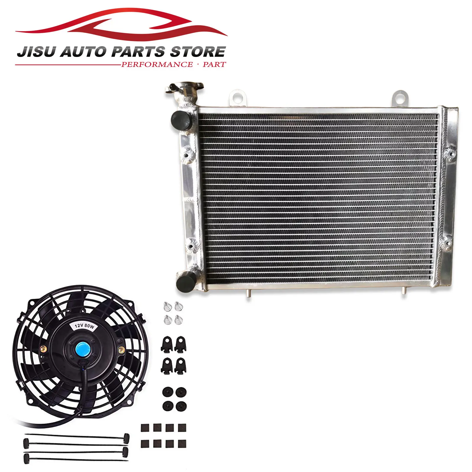 Aluminum ATV/UTV radiator + Fan for Polaris Eanger 800 900 replacement OEM # 1240528