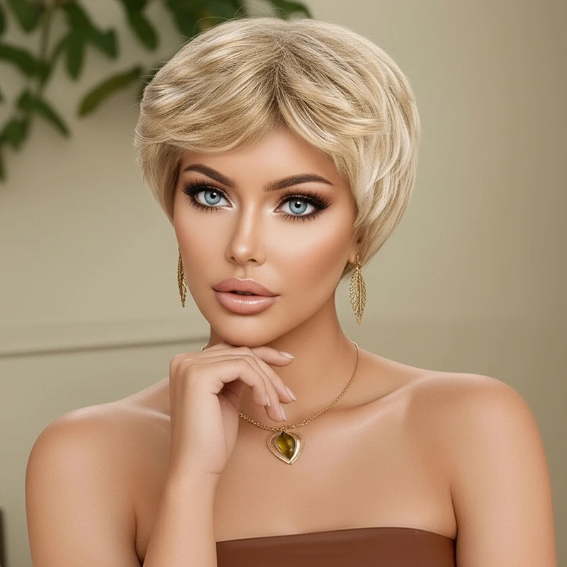 High-end fashionable and fluffy short wigs for European and American ladies Synthetic fiber wig