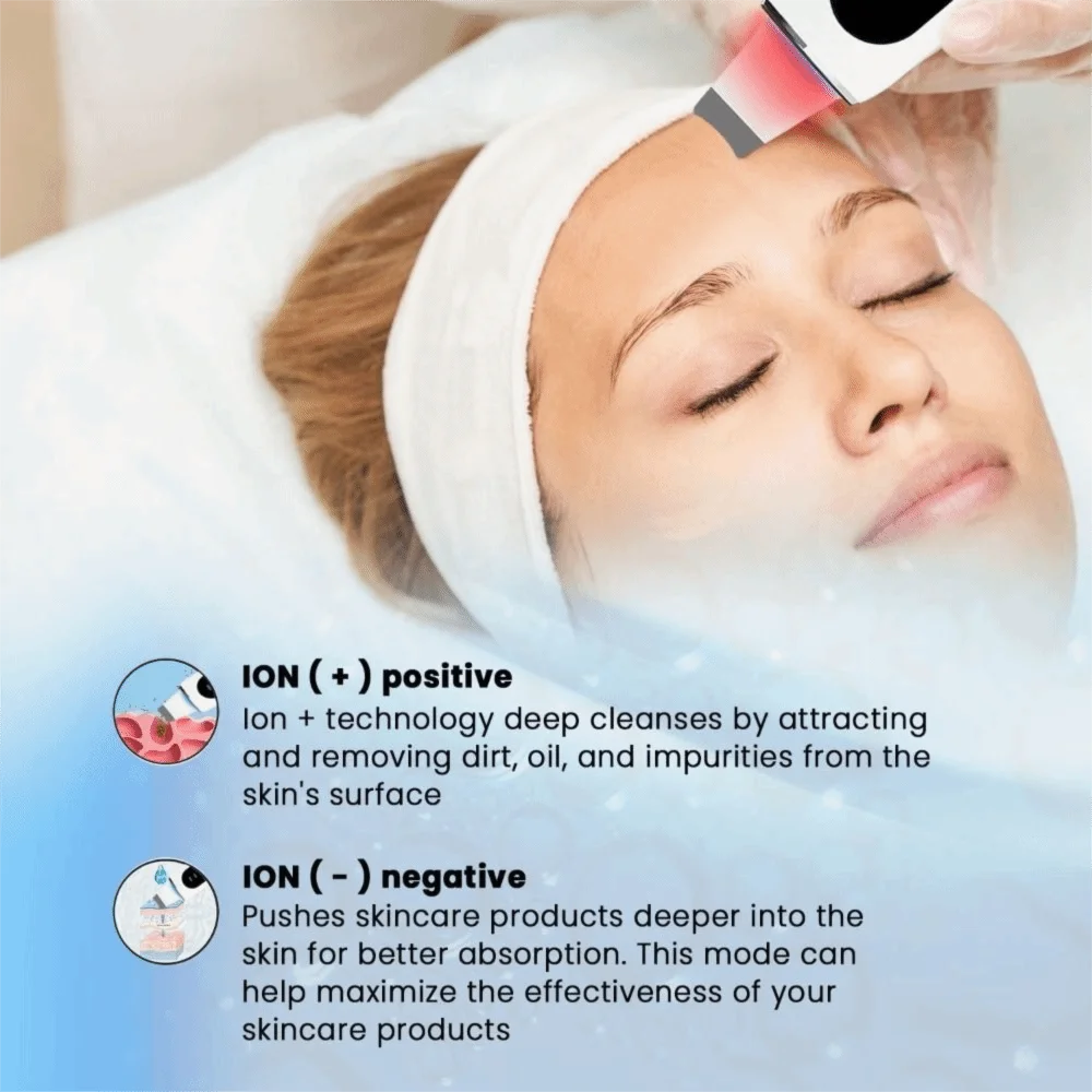 Scrubber ad ultrasuoni per la pelle Spatola per il viso Pulizia profonda 5 in 1 Rimozione di punti neri Macchina per raschiare il viso elettrica Attrezzatura di bellezza