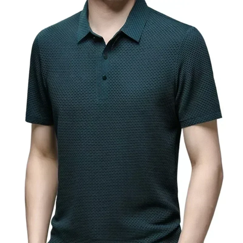 High-quality M-4XL Summer New Men's Short Sleeve T-shirt Cool and POLO Shirt Business Casual Sweat-absorbing Top image 3