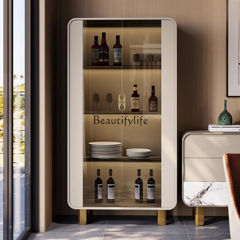

03 Premium Italian light luxury glass wine cabinet restaurant against the wall storage room fashion bookshelf