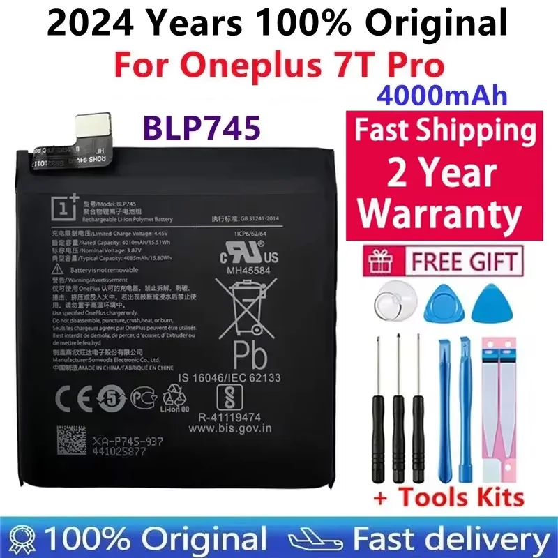 

100% Original New Replacement Battery 4085mAh BLP745 For Oneplus 7T Pro 7 T Pro Mobile Phone Batteries + Free Tools