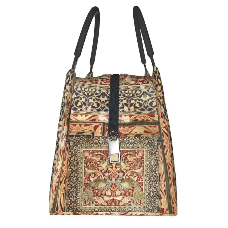 William Morris Vintage Insulated Lunch Bag for School Office Floral Textile Pattern Leakproof Cooler Thermal Lunch Box Women