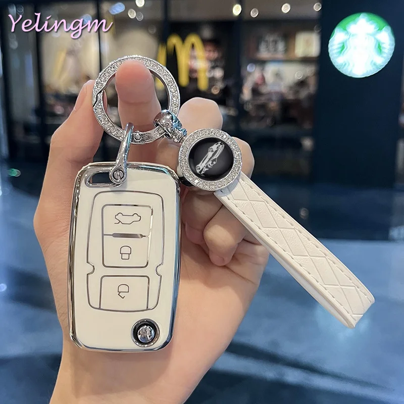 Folding TPU Remote Car Key Case Cover for Geely Emgrand EU 7 EC7 EC715 EC718 EC7-RV EC715 EC718-RV GC5 GC6 EC8 SL Keychain