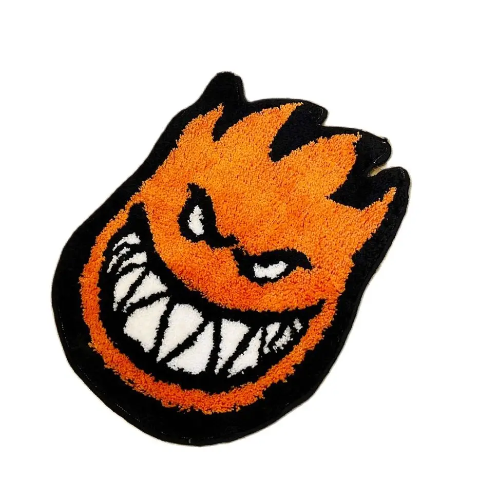 Spitfire Bighead Flame Tufted Rug, cooler, skate-freundlicher Teppich in Monster-Gesichtsform, weiche, flauschige, rutschfeste Bodenmatte für Schlafzimmer und Studentenwohnheim – Detail 9