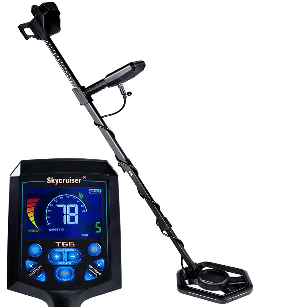 T66 Portable Folding High Accuracy LCD Display Handheld Underground Metal Detector for Outdoor Gold Treasure Hunting