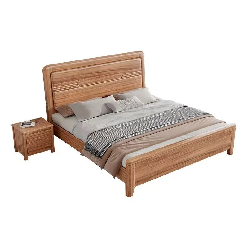 

Wood wax oil walnut solid wood bed master bedroom 1.8 meters double bed