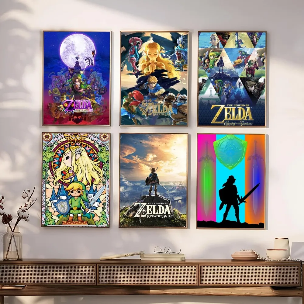 2023 Legend Video Game Poster Canvas Painting Zeldas Self-adhesive Art Waterproof Paper Sticker Coffee House Bar Room Wall Decor