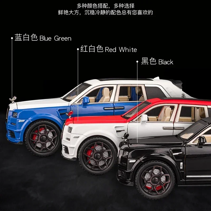 1:22 Rolt Royce Cullinan Masory Suv-Legering Voertuigen Diecast Metal Simulatie Pull Back Auto Model Geluid Licht Kinderen Speelgoed Geschenken