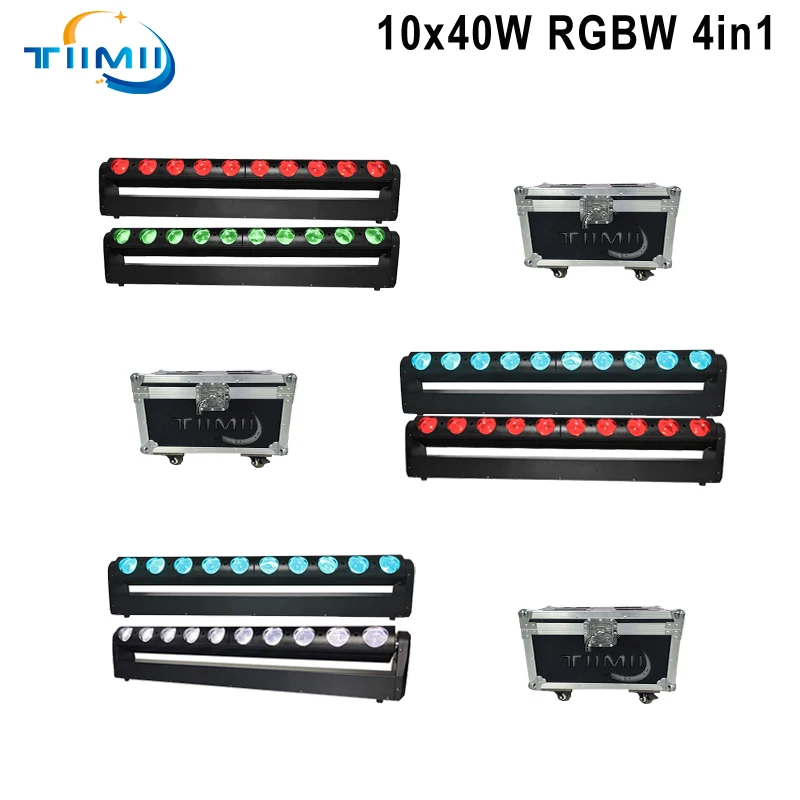 

3Flightcase 6Pcs Beam Moving Head Light LED 10x40W RGBW 4in1 With Flightcase DMX512 DJ Projector Lights For Bar Party KTV