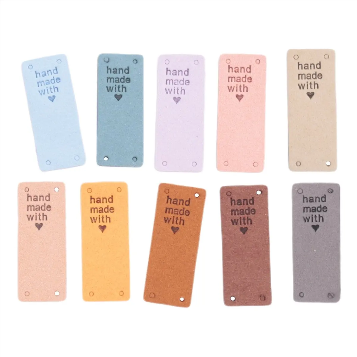 [Greatitem]50Pcs Handmade PU Leather Tags Handmade with Love PU Labels Faux Leather Sew on Labels Embellishment Knit Accessories