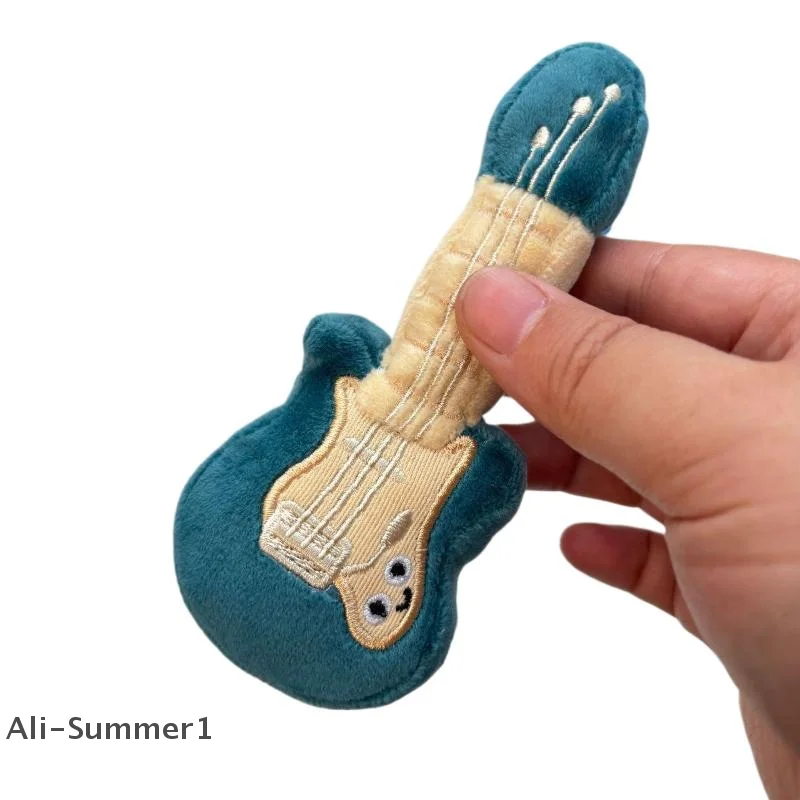 【E】Creative Plush Guitar Keychain Pendant Cute Simulated Musical Instrument Toys Keychain Backpack Decoration Accessories Gifts