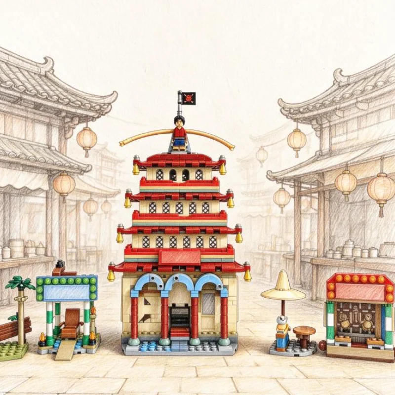 2026 926pcs Classic Movie Sets Arlong Park War Puzzle Model Building Block Bricks Interactive Toys For Birthday Festival Gifts