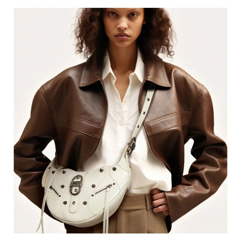 

JW PEI Croissant Bag, Retro Motorcycle Bag, Shoulder Bag, Crossbody Bag, Waxed Leather, Underarm Bag