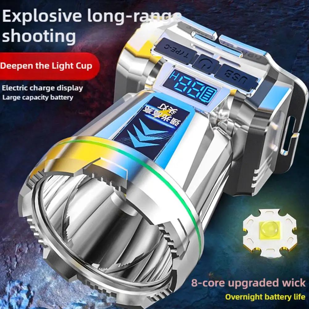 Lampada frontale impermeabile a lungo raggio con luce forte Lampada frontale con rilevamento della testa montata ultra luminosa Pesca notturna minerale Y8U6