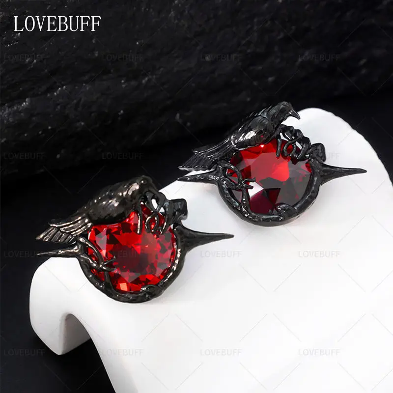 

Love And Deepspace Lovebuff Crow Gemstone Brooch Zircon Red And Black Sylus Game Qin Che kawaii pins