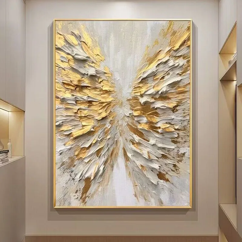 

Abstract Art Handmade Oil Painting Golden Butterfly Art Canvas Living Room Bedroom Porch Hanging Mural Sofa Background Painting