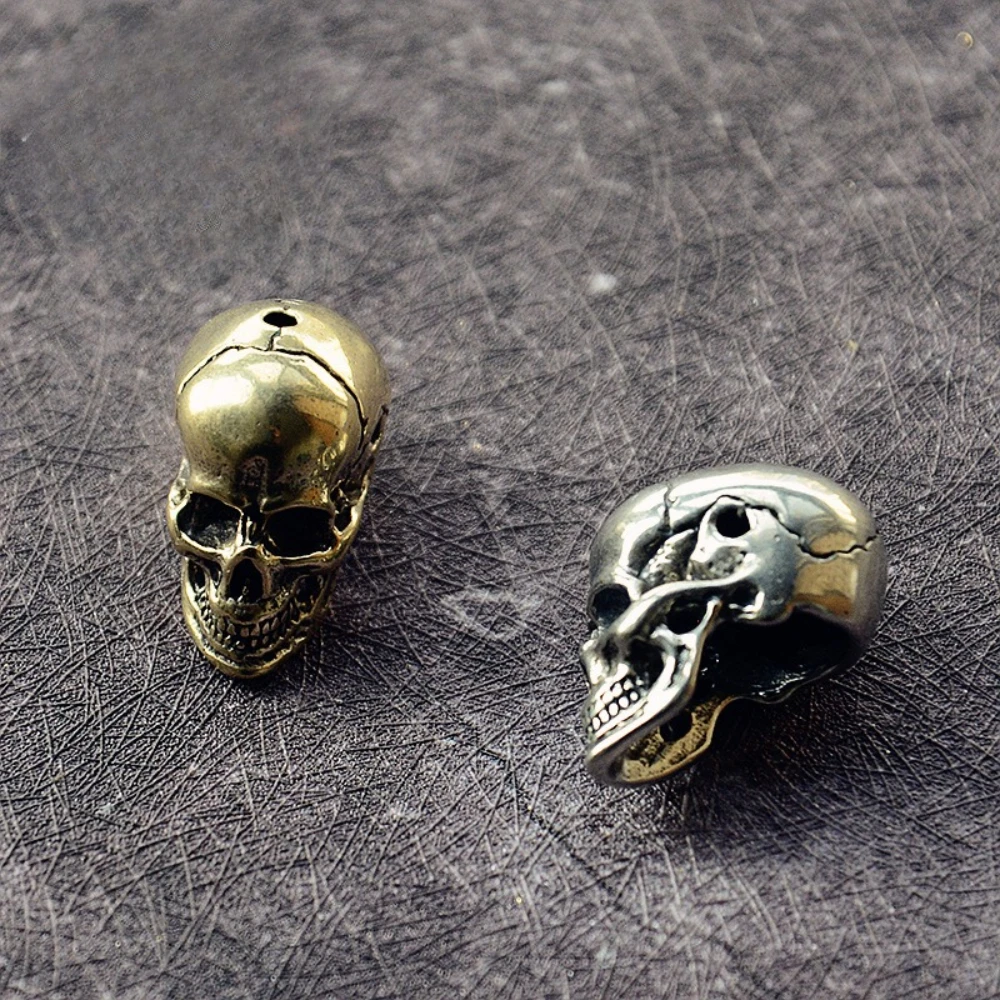 Messing-Totenkopf im Retro-Stil, Totenkopf-Statue mit Löchern, DIY-Zubehör zur Dekoration – Detail 5