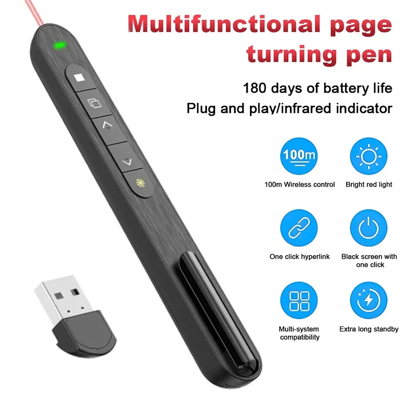Multimedia Electronic Infrared Page Flip Pen Teaching Multi-functional Wireless Remote Control Pen PPT Presenter Teaching Speech