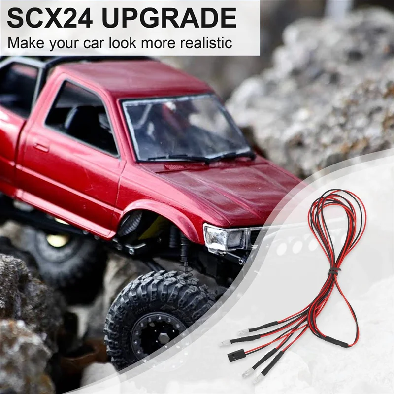 4 LED Light Kit 2 White 2 Red 3mm Headlights for 1/24 RC Crawler Car Axial SCX24 90081 AXI00002 Upgrade Parts