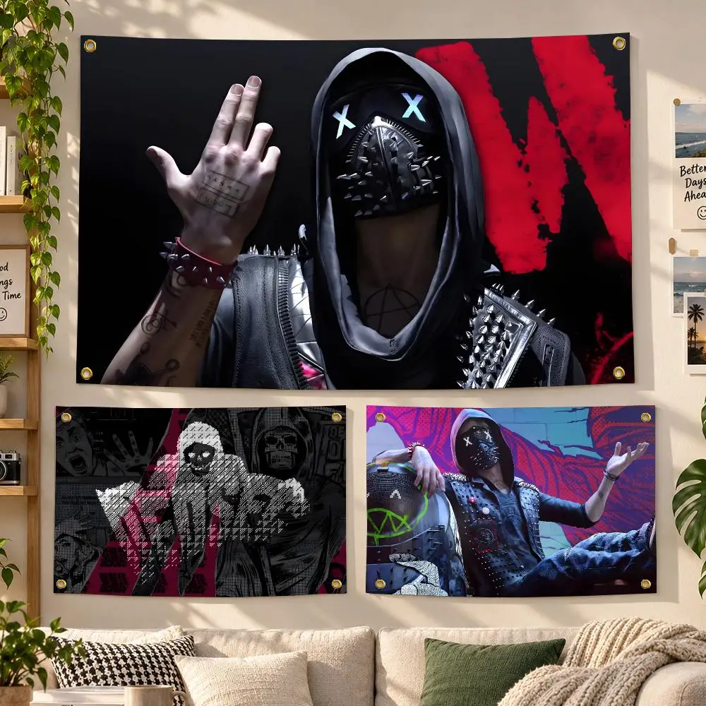 Game Watch Dogs Open World Flags Personalized Banner Flag Room Dorm Camping Picnic Garage Bar Outdoor Wall Decor
