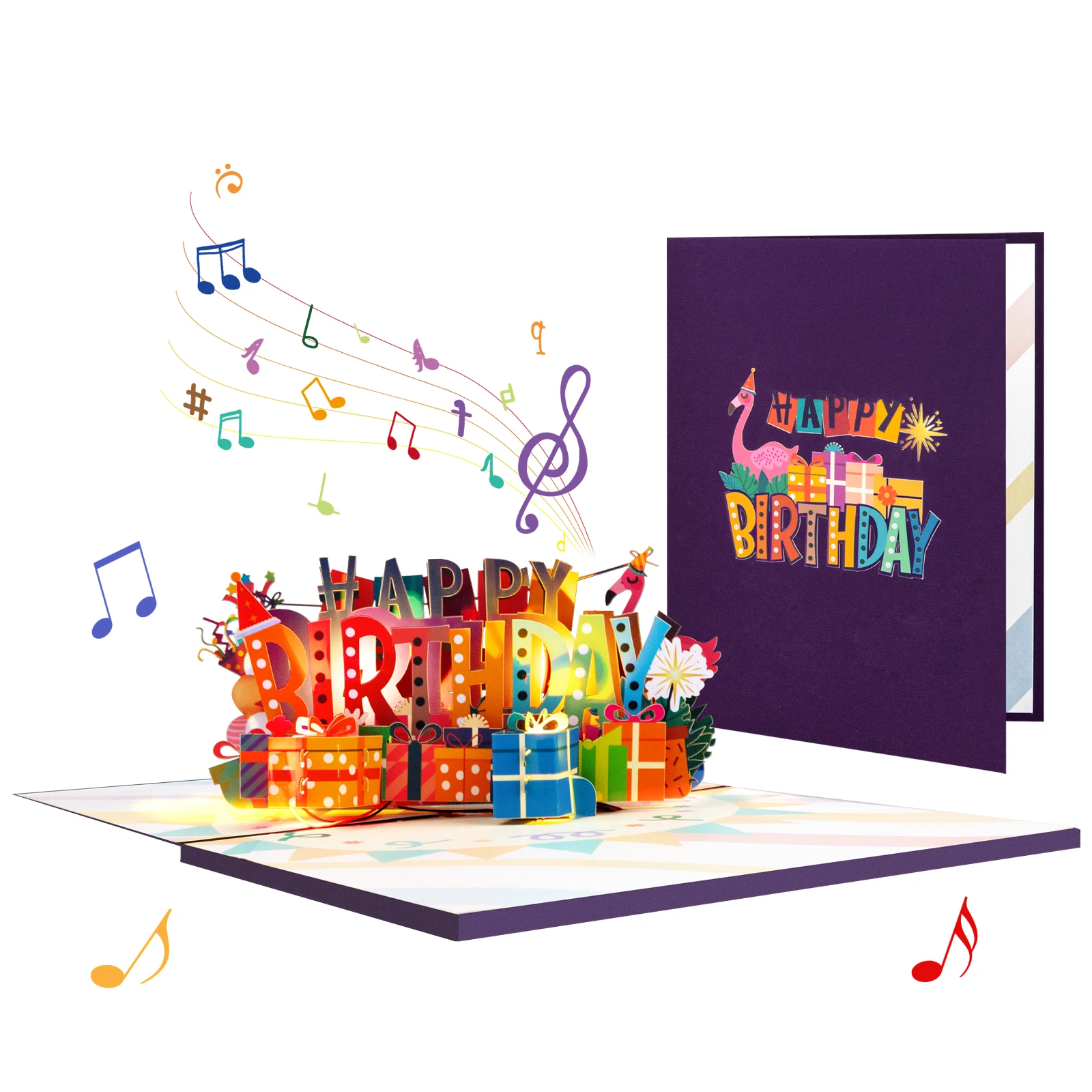 Musikalische Geburtstags-Pop-Up-Karte mit Licht und Musik, 3D-Grußkarte für Kinder, Erwachsene, Männer und Frauen – Detail 10