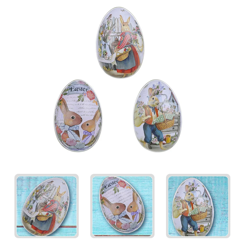 

3pcs C y Tinplate Easter C Containers Festival Gift Boxes Decorative Accessories Gift Box Reusable Storage