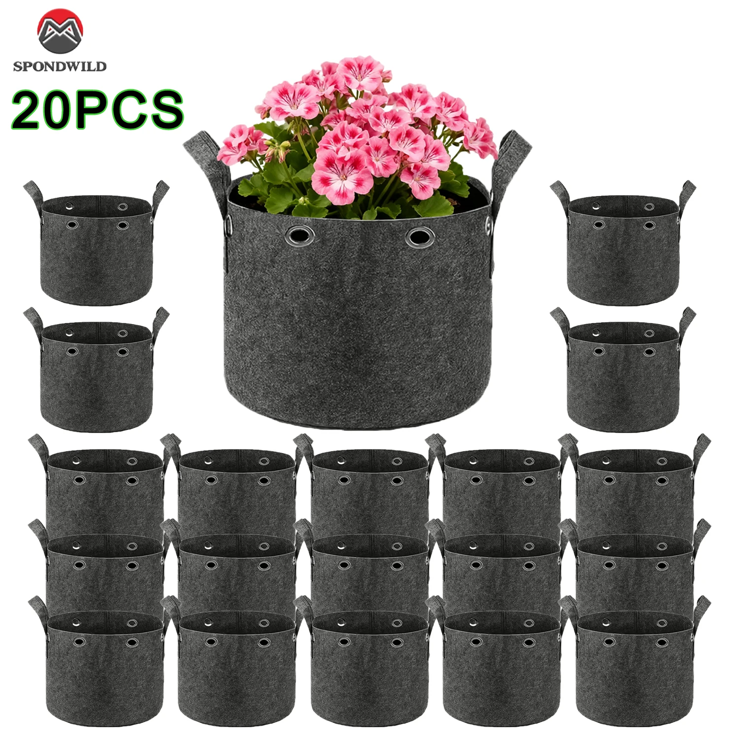 Grow Bags 3/10 Gallon, Non-Woven Fabric Pots with Handles Top Positioning Holes, Vegetable Planters Tomato Planter Potato Bags