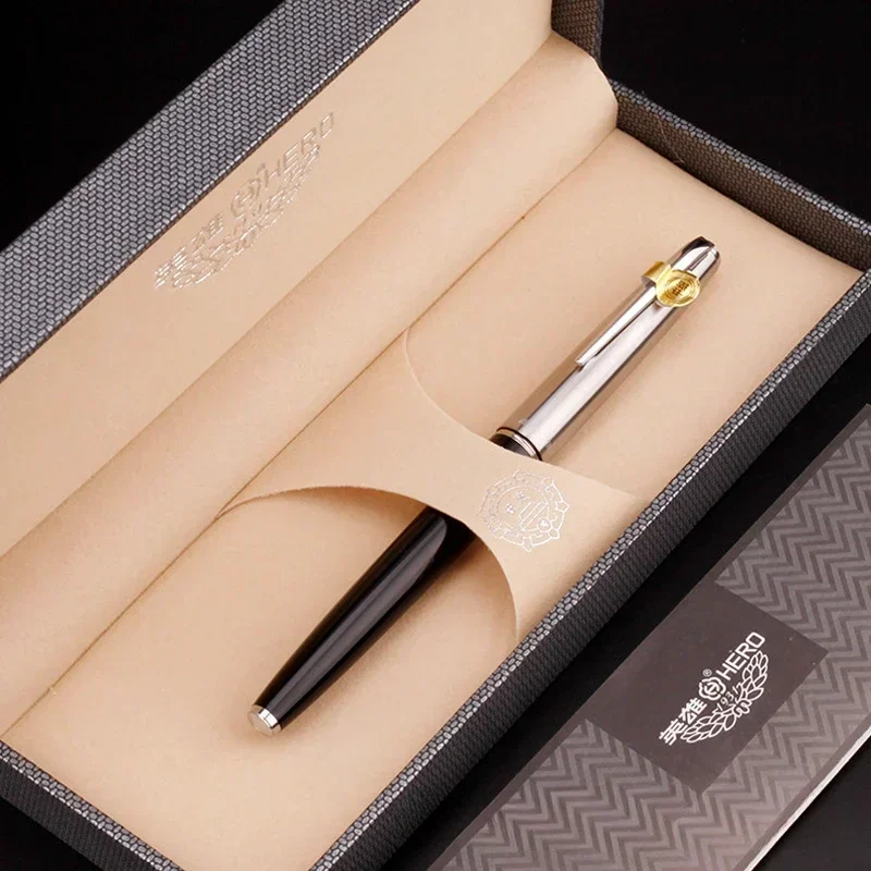 

Hot HERO 100 Fountain Pen 14K Gold Classic F 0.5mm Tip Excellent Quality Smooth Writing Luxury Gift Set Business School Supplies