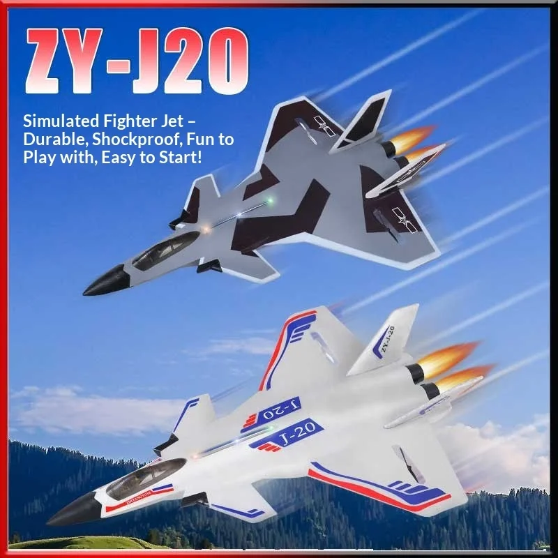 Remote Control J 20 Fighter Airplane Foam Glider Fixed Wing Lightweight Resistant Drop Simulation Rc Aircraft With Led Light