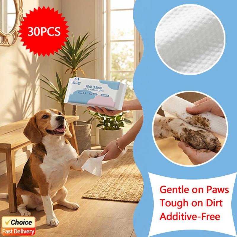 30PCS Hypoallergenic Pet Wipes Disposable Dog Cat Face Eye E