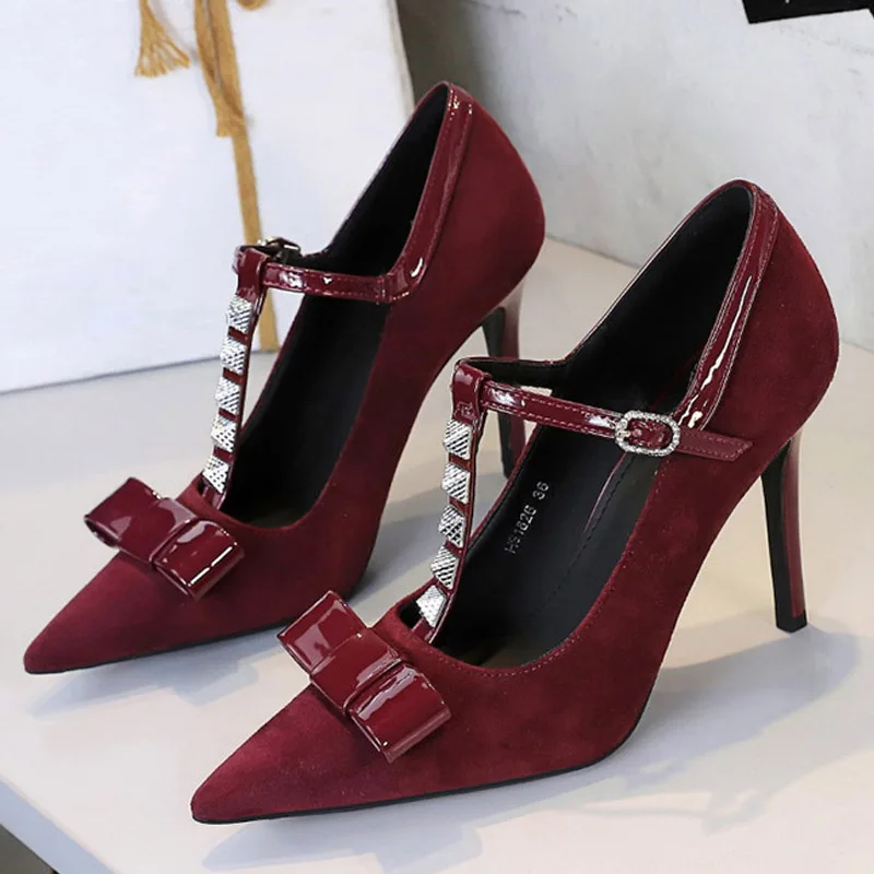 

BIGTREE 2026 New Spring Fashion Butterfly Knot CRYSTAL Pumps Woman Fashion Thin Heels Pointed Toe Shoes Zapatillas De Mujer