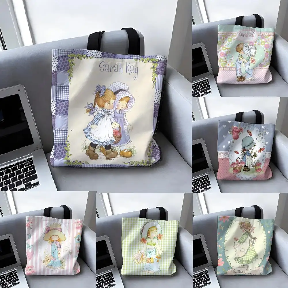 Sacs de rangement en toile motif dessin animé mignon S-Sarah Kay, grands sacs fourre-tout de créateur pour femmes, sacs de courses pour l'épicerie