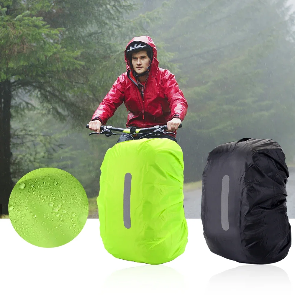 Reflektierende Wasserdichte Rucksack Regen Abdeckung Outdoor Sport Nacht Radfahren Sicherheit Licht Regen Abdeckung Fall Tasche Camping Wandern 10-70L – Detail 1