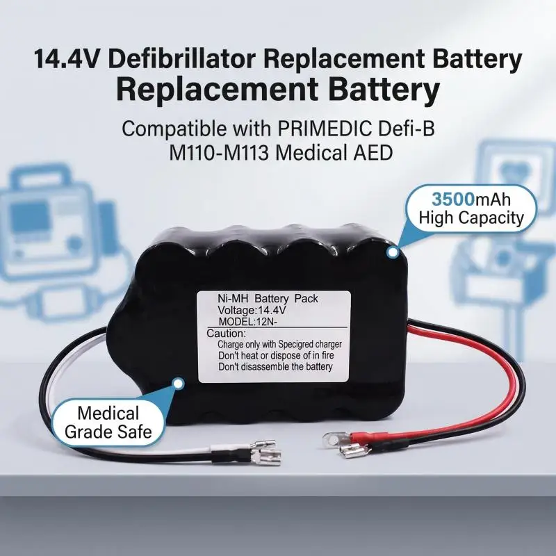 14.4V Rechargeable Replacement Defibrillator Battery For German PRIMEDIC Defi-B M110 M111 M112 M113 Medical AED Battery