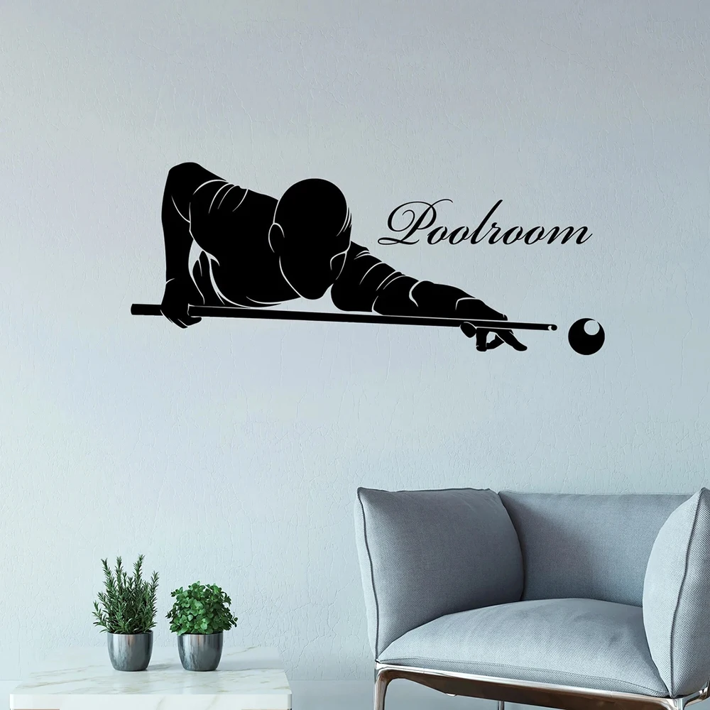 Billiard Club Logo Vinyl Wall Decal Hobbies for Man Cave Game Player Cue Sports Wall Stickers Billiard Club Decor Mural A893