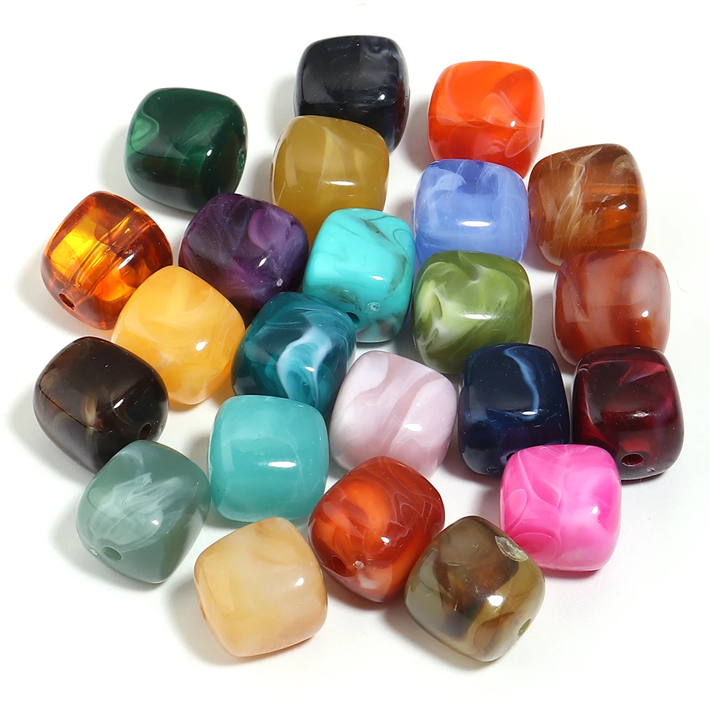 10 Stück/Lot unregelmäßige quadratische Acrylperlen, zweifarbig, lose, abgesetzte Würfelperlen für DIY-Charms, Armbänder, Ohrringe, Schmuckzubehör – Detail 17