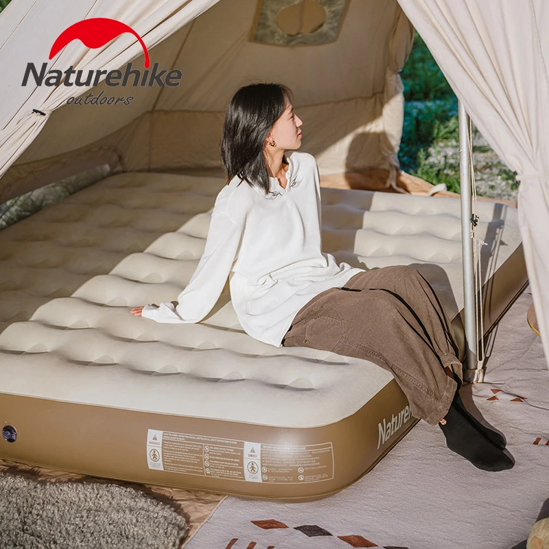 Naturehike Quick Inflation Camping Mat 1-2 Person Heightening 25cm Pvc Inflatable Mattress With Pump Portable Sleeping Pad