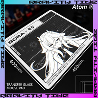 Atom Glass Mousepad sora Game Mouse Pad Customized Pattern Tempered Smooth Gaming Desk Mat Fps Esports Office Gaming Accessories