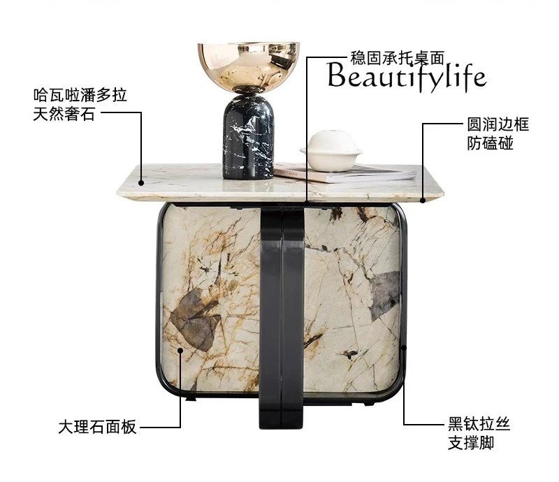 

Italian minimalist natural marble coffee table modern minimalist luxury stone combination living room new furniture