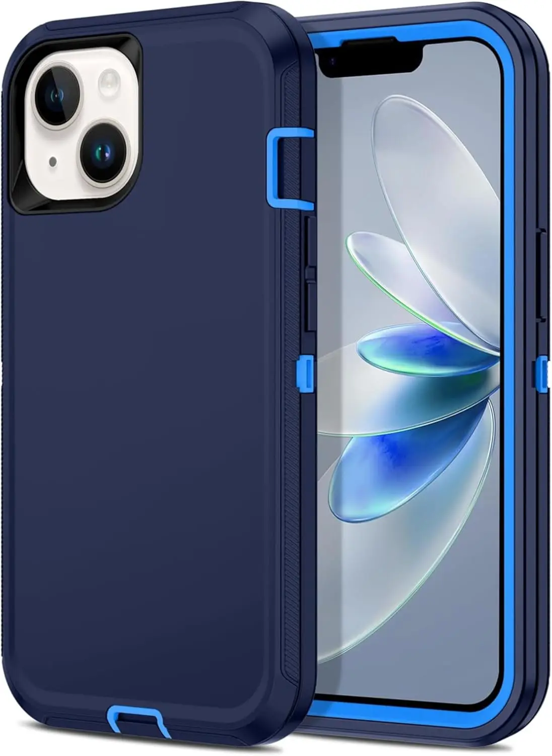 

6.1" iPhone Rugged Case with 3-in-1 Full Body Protection, Shockproof Dust Drop Proof Cover in Navy