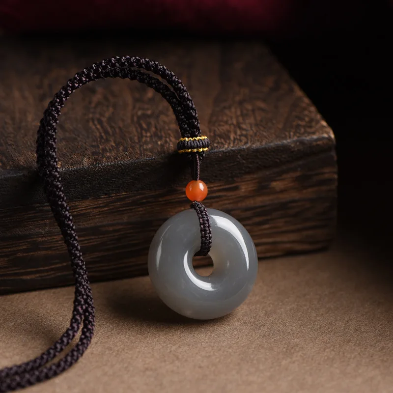 Hetian Jade Smoke Purple Jade Safety Buckle Pendant Unisex Jewelry Jade Pendant Gifts