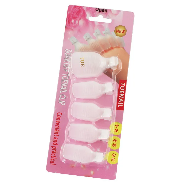 5 PCS Tool Set Nail Polish Remover Soaker Remover Tampas Clipe para dedo do pé unha Soak Off UV Gel nail Polish ferramenta