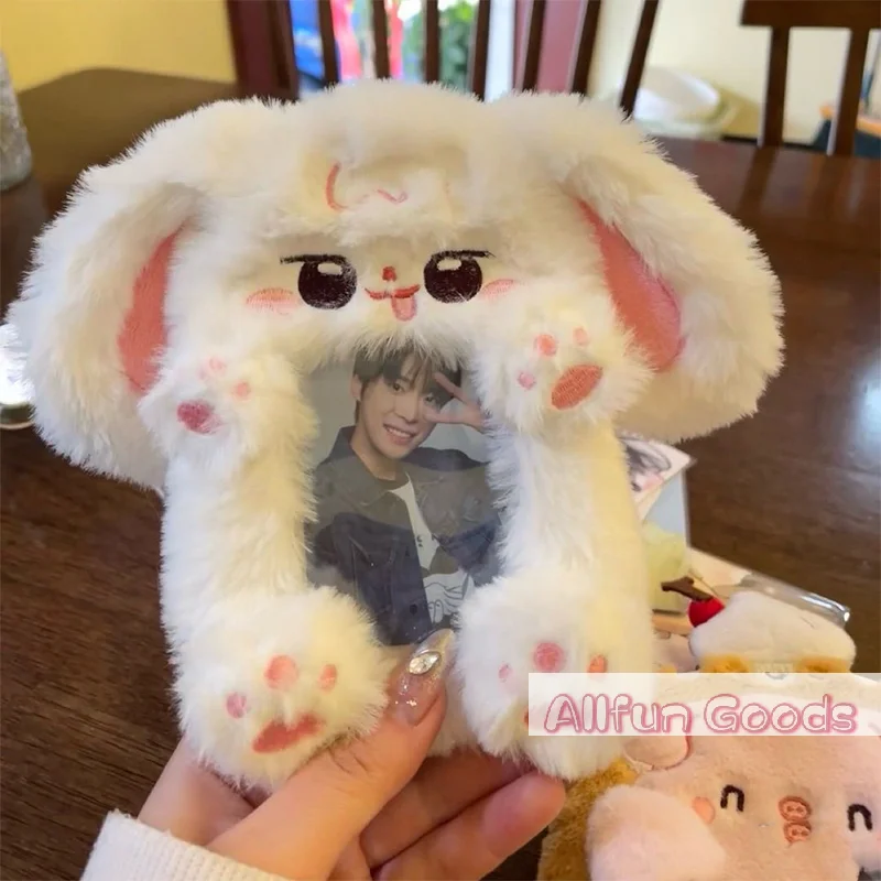 [TG835]Lovely Fluffy Rabbit Card Holders For Women Kawaii Lolita Students Long Ears Bag Pendant ID Badge Photocard Holder