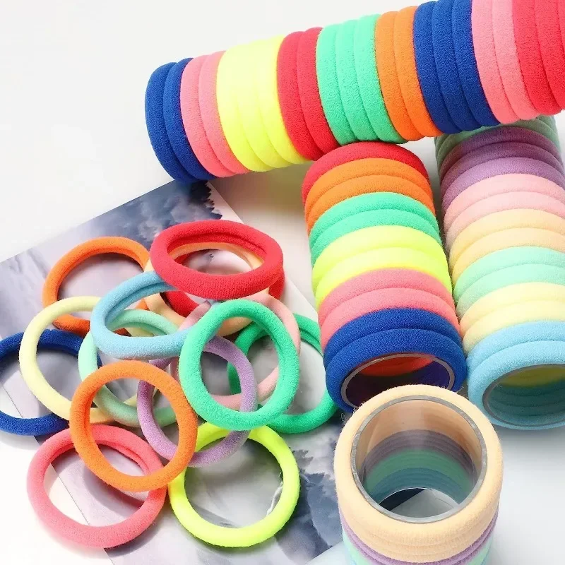 50-200pcs Women Thicken Colorful Basic Nylon Ealstic Hair Ties Girls Ponytail Hold Scrunchie Rubber Band Baby Hair Accessories