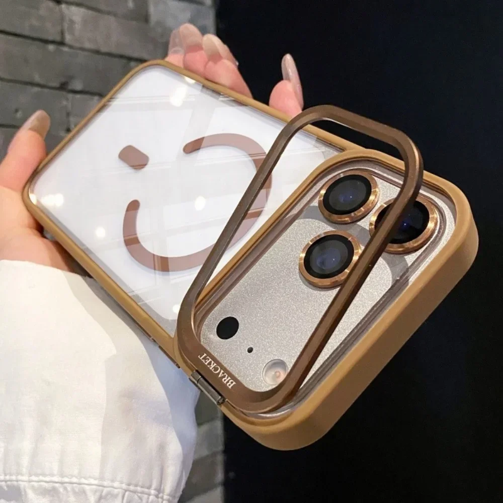 Magnetische Transparente Handyhülle für Apple iPhone 17 Air 16 15 14 Plus 13 12 11 Pro Max Durchsichtige Kamera-Schutzhülle mit Ständer