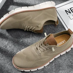 Zapatos informales de malla para hombre, zapatillas de deporte de talla grande, mocasines formales de negocios